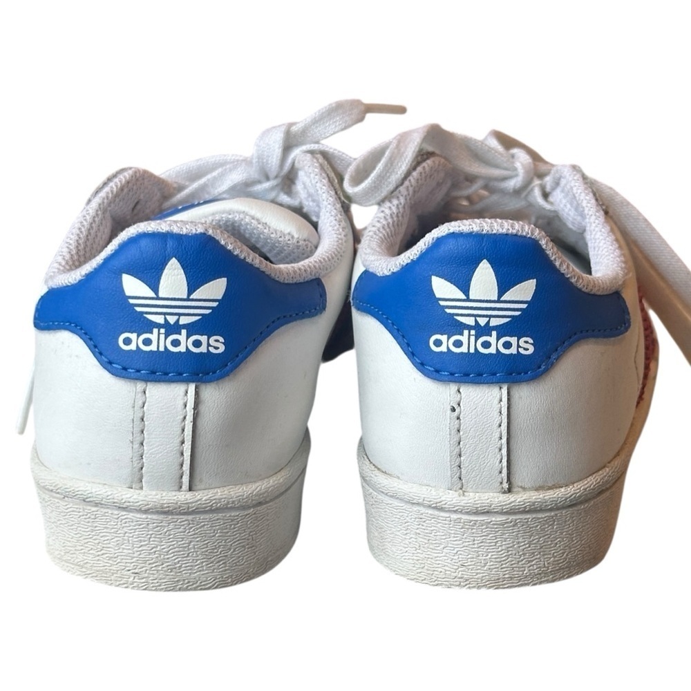 adidas Kids Superstar C Sneakers White/Blue/Scarlet FW5850 Youth 13K (Age 4-7) - Picture 4 of 8